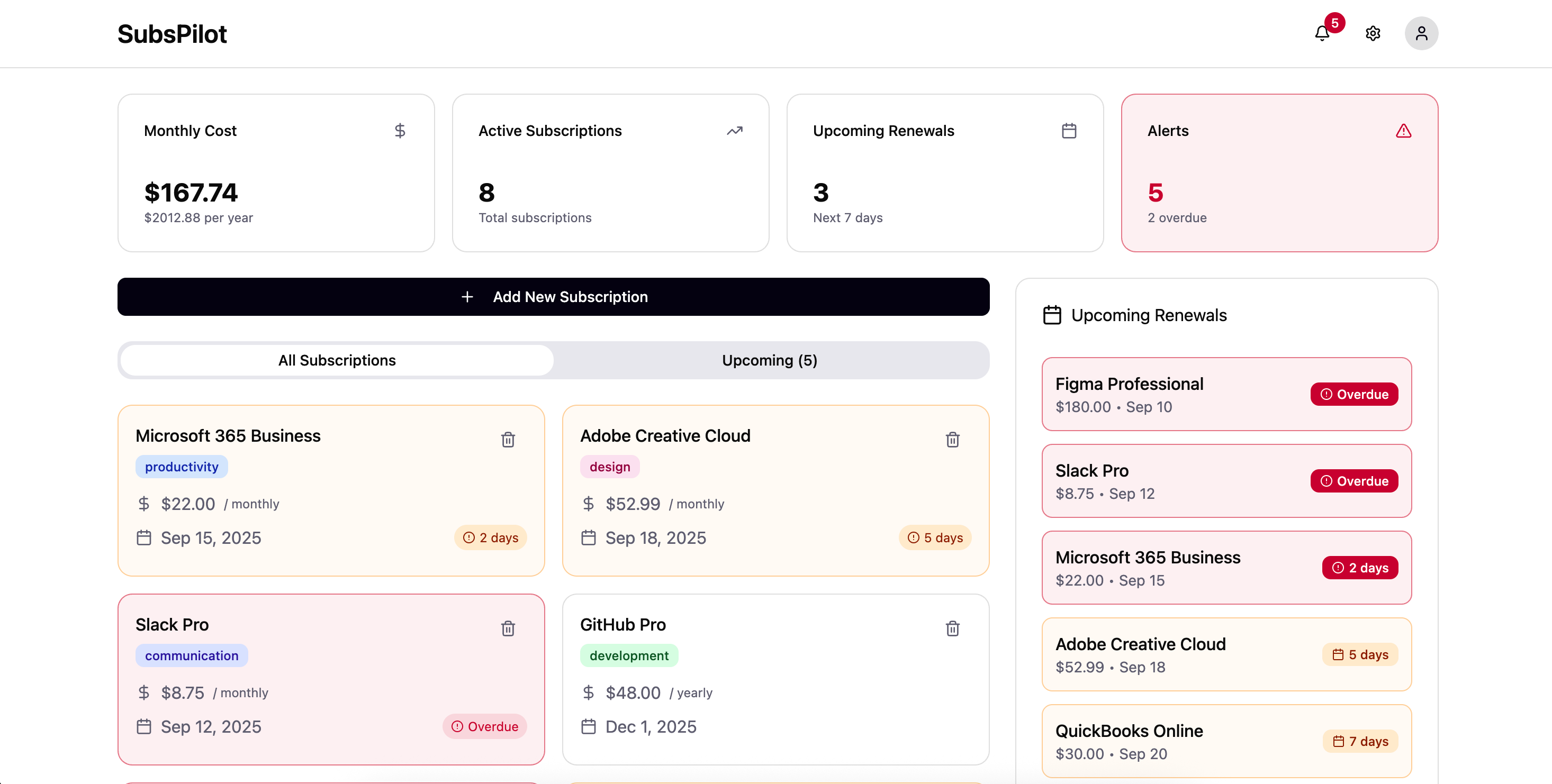 Subscription Tracker Preview